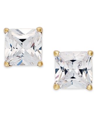 Giani Bernini - 18k Gold over Sterling Silver Earrings, Cubic Zirconia Square Stud Earrings (2 ct. t.w.)