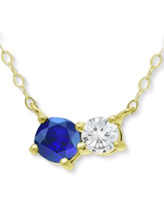 Giani Bernini - Lab-Grown Blue Sapphire & Cubic Zirconia Collar Necklace, 16" + 2" extender