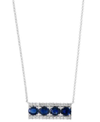 EFFY Collection - Pink Sapphire (1-1/2 ct. t.w.), White Sapphire (1/20 ct.t.w.) & Diamond (1/3 ct. t.w.) Bar 18" Pendant Necklace in 14k Gold (Also in Blue Sapphire)