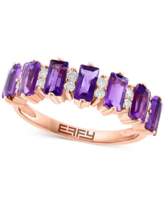 EFFY Collection - Amethyst (1-5/8 ct. t.w.) & Diamond (1/6 ct. t.w.) Statement Ring in 14k Rose Gold (Also in London Blue Topaz & Citrine)