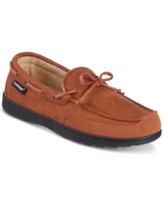Isotoner - Men's Water Repellent Microsuede Carter Boater Moccasin Slipper with Memory Foam