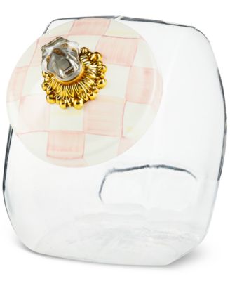 MacKenzie-Childs - Glass Cookie Jar with Rosy Check Lid