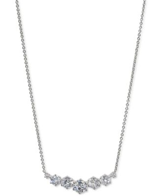 Eliot Danori - Rhodium-Plated Cubic Zirconia Statement Necklace, 16" + 2" extender