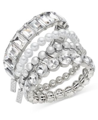 I.N.C. International Concepts - 4-Pc. Set Bead, Crystal & Imitation Pearl Stretch Bracelets