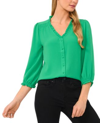 CeCe - Ruffled Button-Front Top