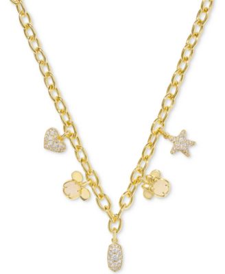 Kendra Scott - 14k Gold-Plated Mixed Stone Mickey & Minnie Mouse Charm Necklace, 17" + 3" extender