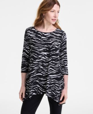 JM Collection - Women's Talia Tiger-Stripe Swing Top