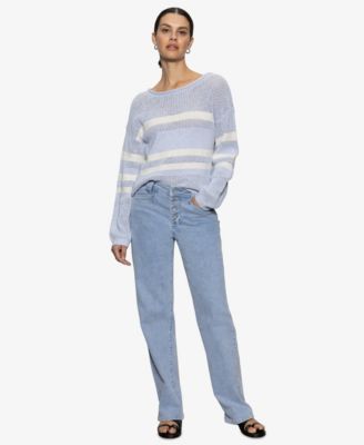 Sanctuary - Women's Sporty Stripe Cotton Open-Knit Sweater