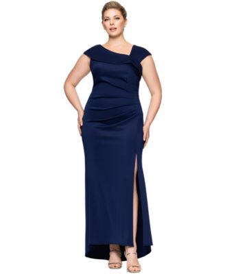 XSCAPE - Plus Size Asymmetric Evening Gown