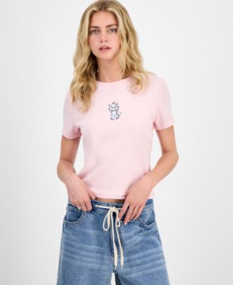 Freeze 24-7 - Juniors' Embroidered Cat Baby T-Shirt
