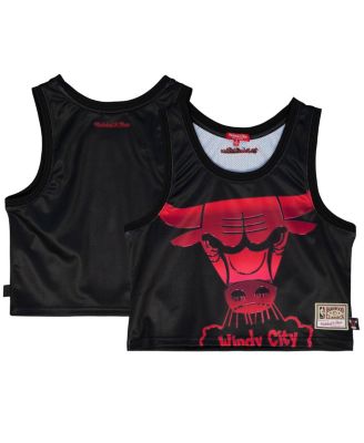 Mitchell & Ness - Women's Black Chicago Bulls Hardwood Classics Big Face 4.0 Cropped Tank Top