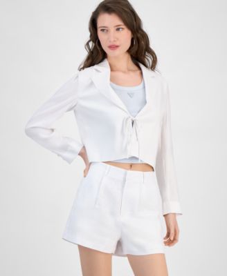 GUESS - Women's Linden Tie-Front Cropped Blazer