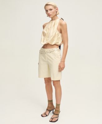 MANGO - Women's Wrinkled Fabric Balloon Effect Blouse