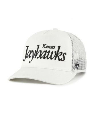 '47 Brand - Men's and Women's&nbsp;Cream Kansas Jayhawks Foundation Script Adjustable Trucker Hat