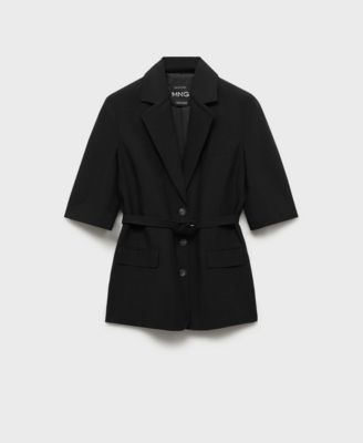 MANGO - Women's Belted Linen-Blend Suit Jacket