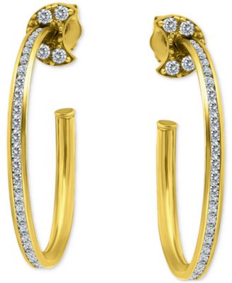 Giani Bernini - Cubic Zirconia Crescent Moon Small Hoop Earrings, 1"
