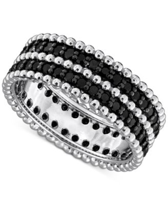 Macy's - Black Diamond Double Row Beaded Eternity Band (1-1/6 ct. t.w.) in 14k Gold