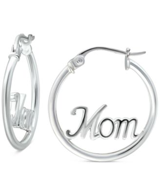 Giani Bernini - Mom Small Hoop Earrings in Sterling Silver, 0.75", Created for Macy's