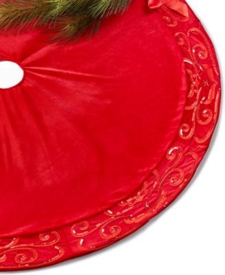 Holiday Lane - Red Sequin Border Tree Skirt,