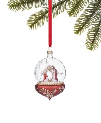 Holiday Lane - Renaissance Holy Family Scene in Clear Dome with Gold-Tone Decal Ornament