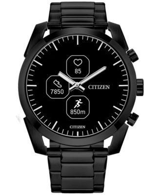 Citizen - Men's CZ Smart Hybrid Sport Black-Tone Stainless Steel Bracelet Smart Watch 43mm