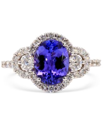 Macy's - Tanzanite (2 ct. t.w.) & Diamond (3/4 ct. t.w.) Halo Ring in 14k White Gold