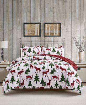 Sunham - Plaid Deer Reversible 3-Pc. Comforter Set, Full/Queen