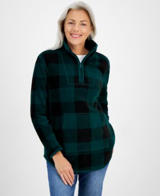 Style & Co - Women's Plaid Fleece Quarter-Zip Sweatshirt