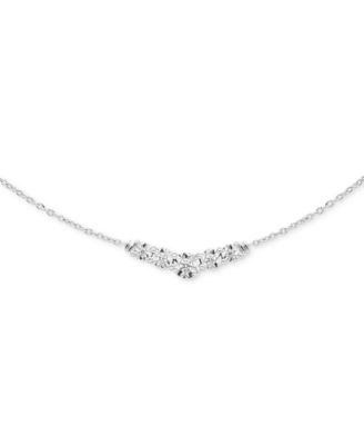 Macy's - Diamond Chevron 18" Collar Necklace (1/10 ct. t.w.) in Sterling Silver