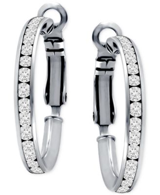 Giani Bernini - Cubic Zirconia (6-1/3 ct. t.w.) Small Hoop Earrings in Sterling Silver, 0.98"