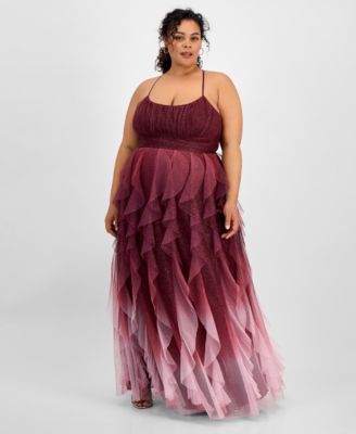 pear culture - Trendy Plus Size Glitter Mesh Ball Gown