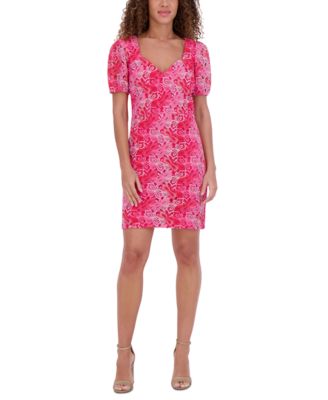 Siena - Women's Floral-Lace Short-Sleeve Sweetheart-Neck Dress
