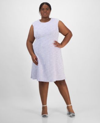 Connected - Plus Size Metallic-Threaded Sleeveless Dress