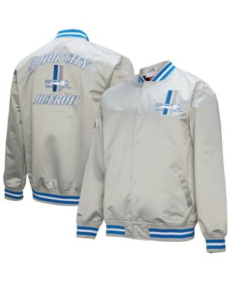 Mitchell & Ness - Men's Gray Detroit Lions Double Down Satin Full-Snap Jacket