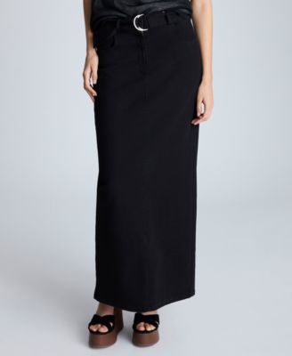 Kenneth Cole - Women's Belted Denim Maxi Skirt