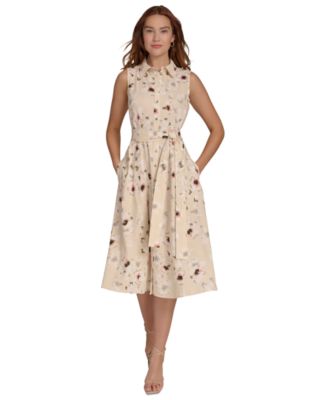 Tommy Hilfiger - Women's Floral-Print Button-Down Tie-Front Cotton Shirtdress
