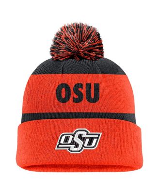 Nike - Men's  Navy/Orange Oklahoma State Cowboys Peak Stripe Cuffed Knit Hat with Pom
