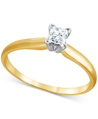 Macy's - Diamond Solitaire Ring (1/4 ct. t.w.) in 14k Two-Tone Gold