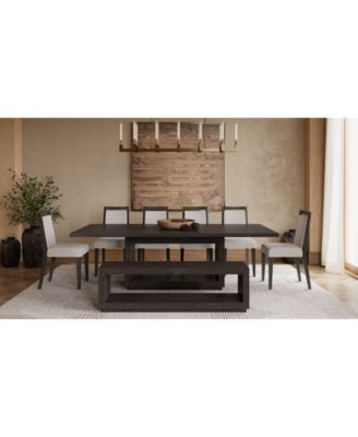 Furniture - Tivie 8-Pc. Dining Set (Rectangular Table, 6 Wood Dining Chairs & Bench)