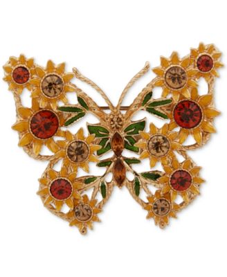 Anne Klein - Gold-Tone Butterfly Sunflower Wing Pin