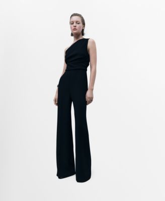 MANGO - Women's Draped Detail Asymmetrical Jumpsuit
