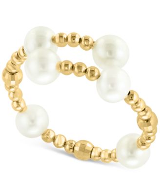 EFFY Collection - Cultured Freshwater Pearl (4-1/2mm) Beaded Coil Ring in 14k Gold