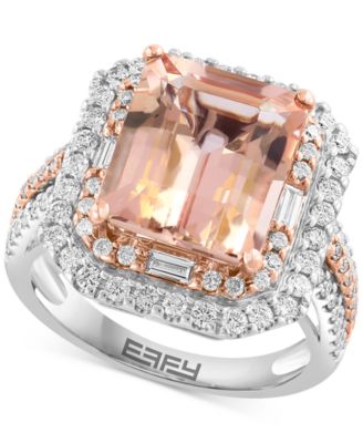 EFFY Collection - Limited Edition Morganite (4-7/8 ct. t.w.) & Diamond (1 ct. t.w.) Ring in 14k White & Rose Gold