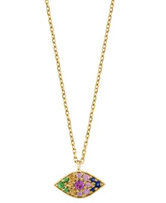 EFFY Collection - Multi-Gemstone Evil Eye 18" Pendant Necklace (1/3  ct. t.w.) in 14k Gold-Plated Sterling Silver