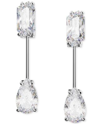 Swarovski - Rhodium-Plated Mixed Crystal & Bar Drop Earrings