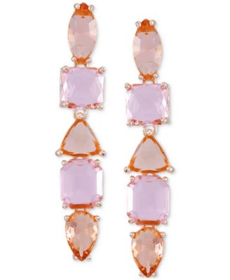 GUESS - Mixed Cut Crystal Linear Drop Earrings