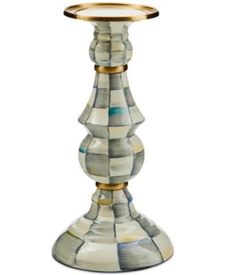 MacKenzie-Childs - Large Sterling Check Enamel Pillar Candlestick