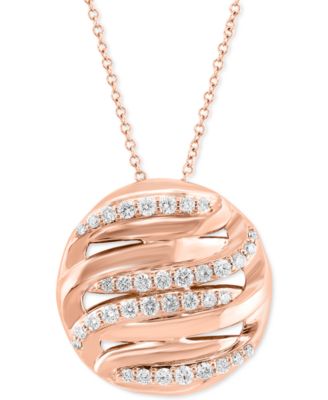 EFFY Collection - Diamond Swirl Openwork Circle 18" Pendant Necklace (5/8 ct. t.w.) in 14k Rose Gold