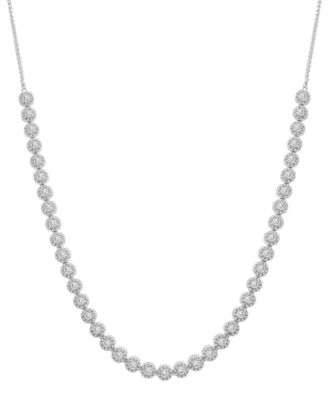 Wrapped in Love - Diamond Halo Tennis Necklace (3 ct. t.w.) in 14k White Gold, 17" + 1" extender