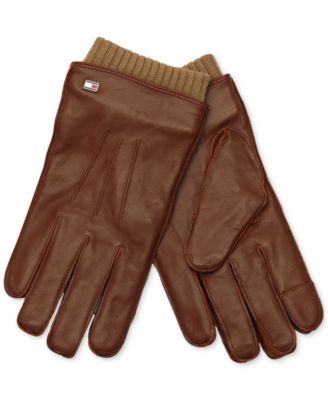 Tommy Hilfiger - Men's Double Layer Cuff Leather Gloves
